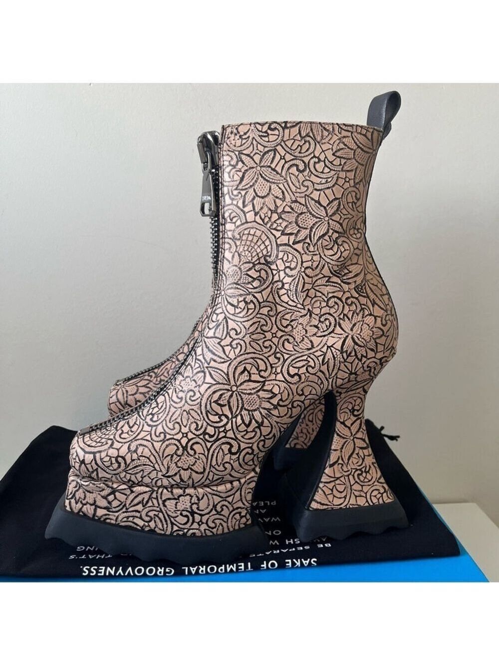 John Fluevog MUNSTER MAX PETUNIA MID-CALF PLATFORM BOOTS Size 9 - Picture 8 of 16